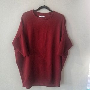 Pull & Bear Maroon Long Crew Sweater Tight Sleeves